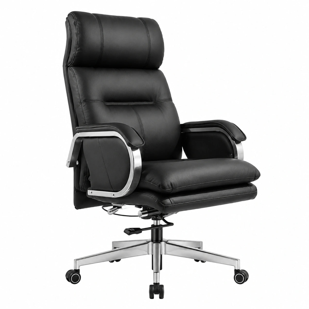 Bureau, pivotant, réglable, rembourré, en cuir, coloris noir, pour l’espace de travail