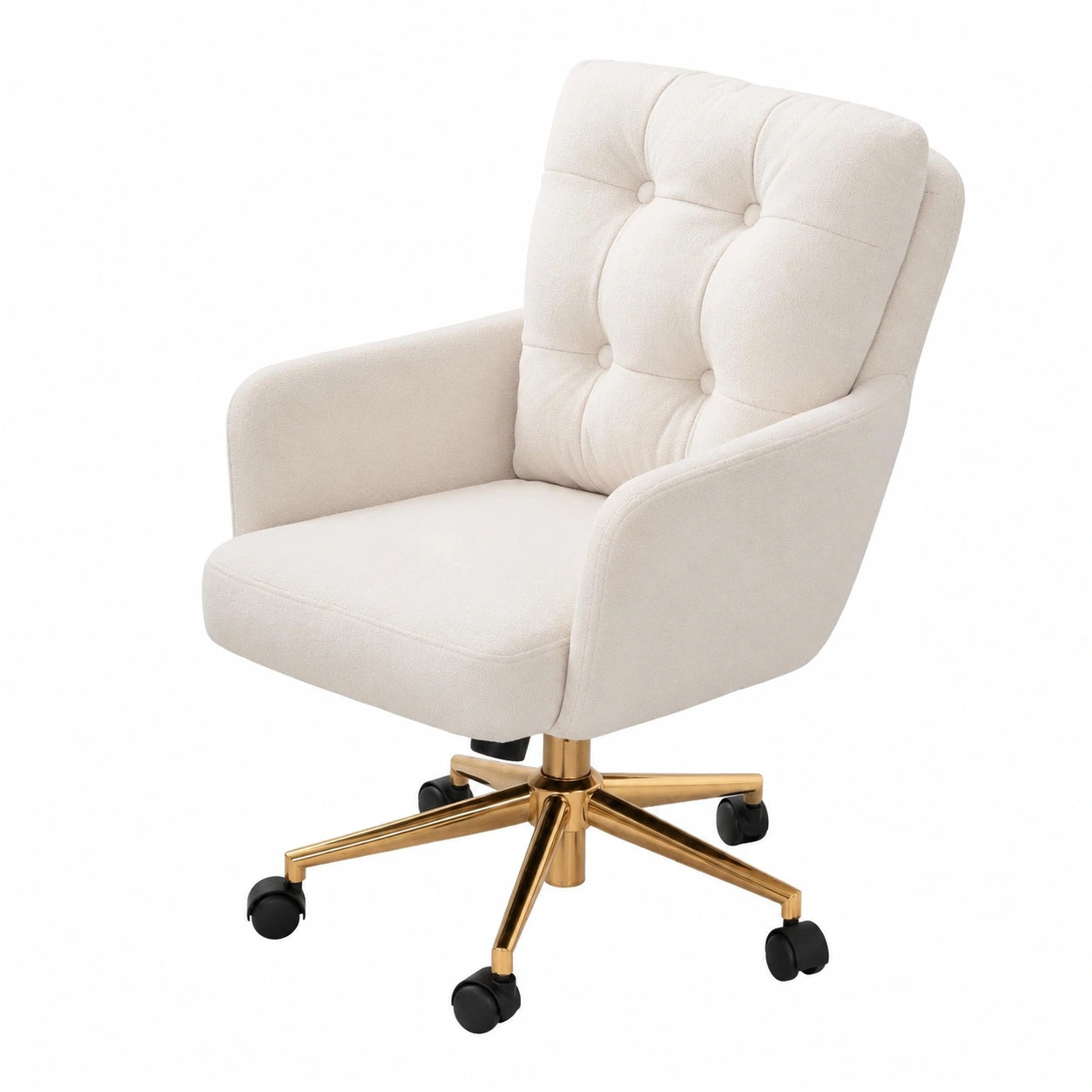 Bureau, en velours, pivotant, sur roulettes, coloris beige, pour l’espace de travail