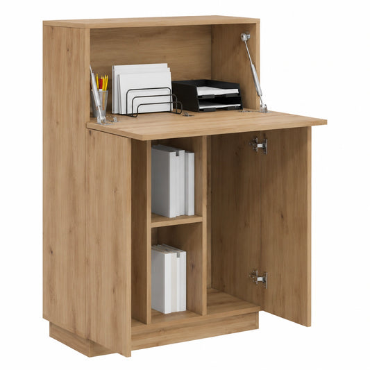 Bureau, avec rangement, avec étagères, en chêne, 71,5 x 31,5 x 106,5 cm, pour l’espace de travail