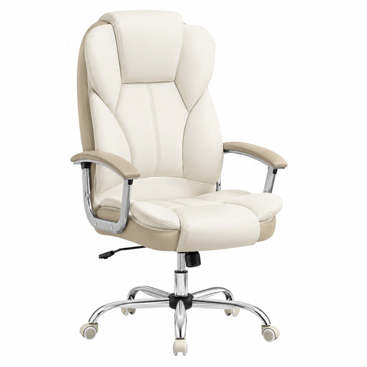 Bureau, réglable, coloris blanc et crème, pour l’espace de travail