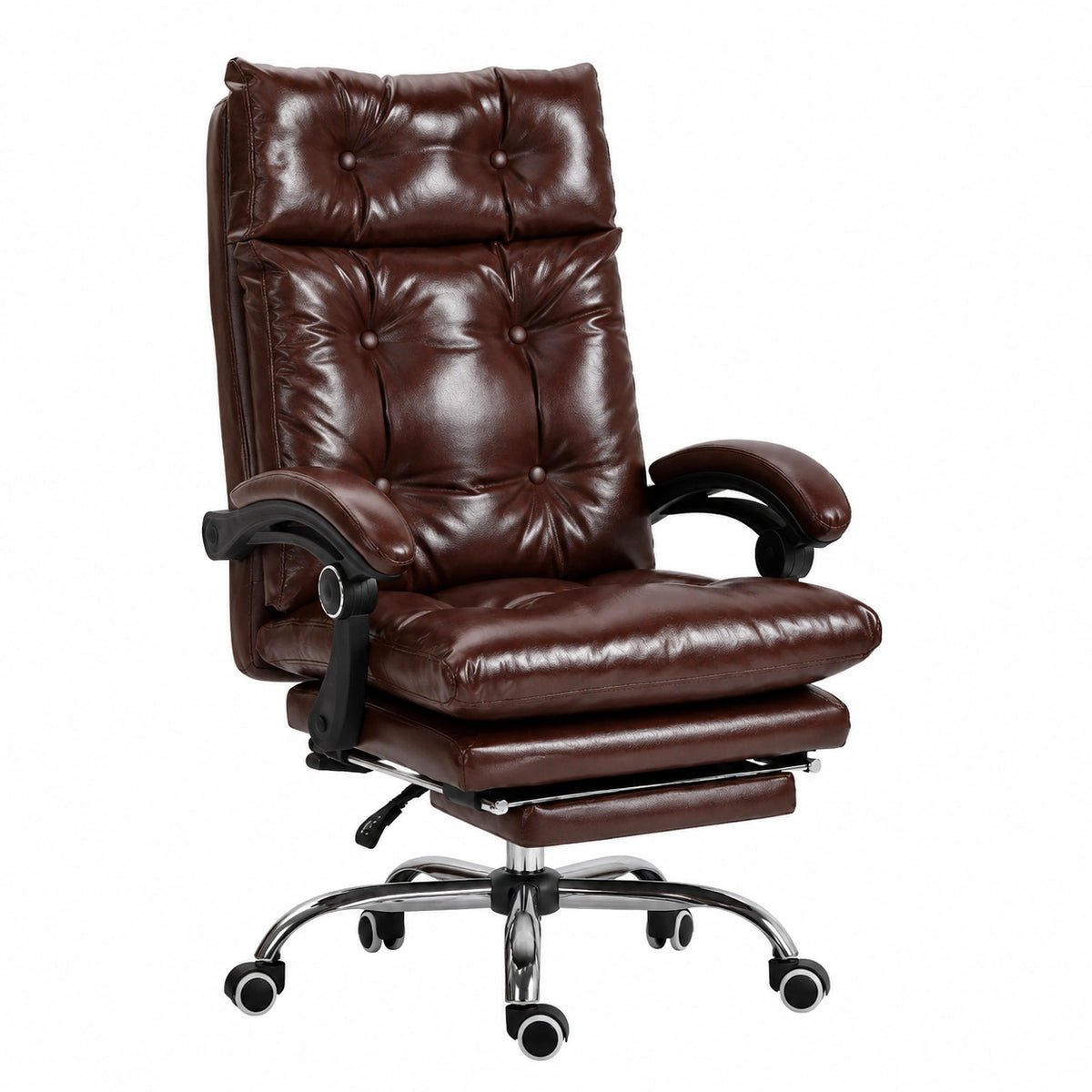 Bureau, pivotant, réglable, en similicuir et cuir, coloris marron, pour l’espace de travail