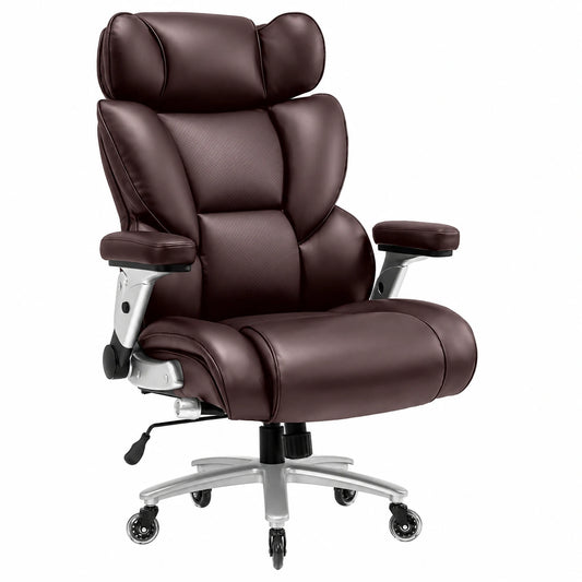 Bureau, sur roulettes, en similicuir, coloris brun, pour l’espace de travail