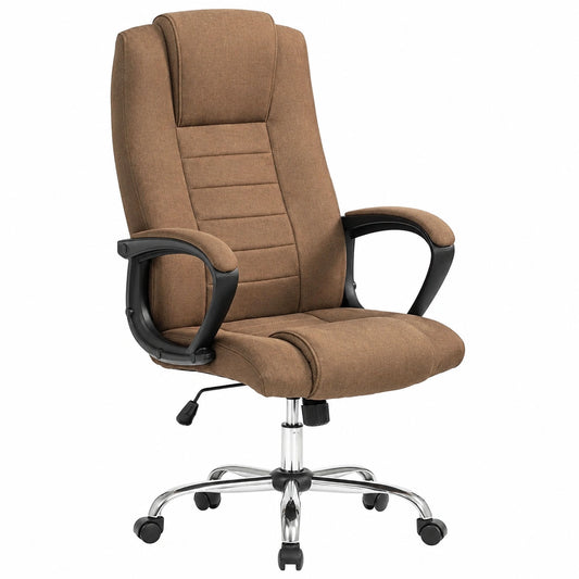 Bureau, en lin et tissu, pivotant, réglable, rembourré, coloris marron, pour l’espace de travail