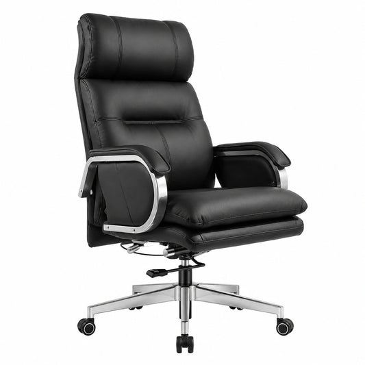 Bureau, pivotant, réglable, rembourré, en cuir, coloris noir, pour l’espace de travail