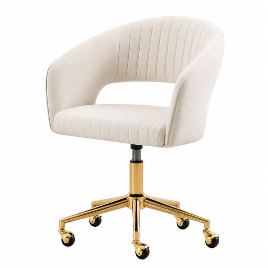 Bureau, pivotant, réglable, en tissu, coloris beige, pour l’espace de travail