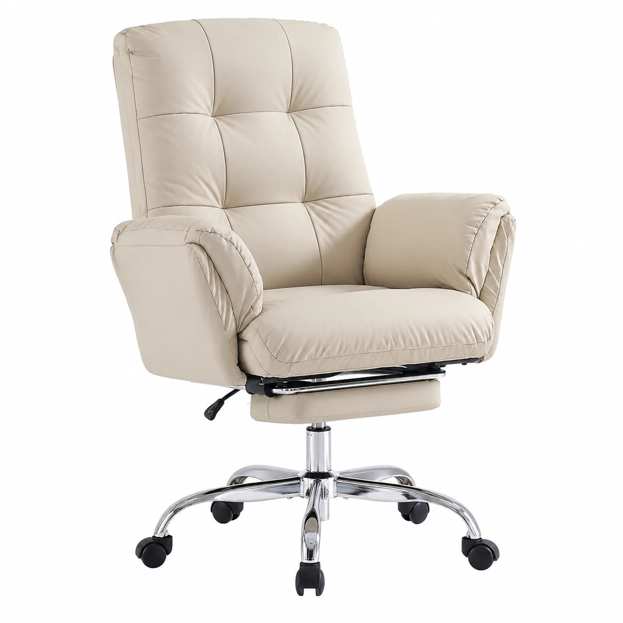 Bureau, pliable, en cuir, coloris beige, pour l’espace de travail