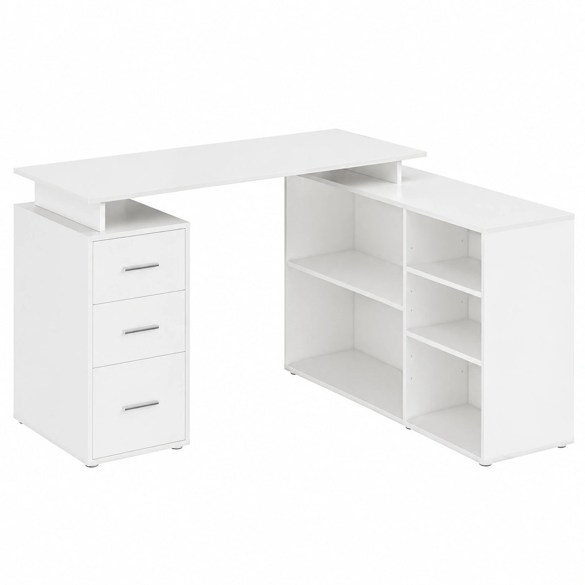 Bureau, avec rangement, avec prise intégrée, coloris blanc, pour l’espace de travail