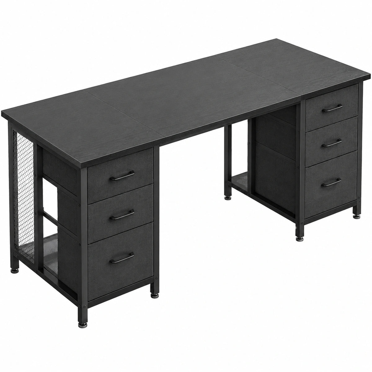 Bureau, avec rangement, avec tiroirs, coloris noir, 160 x 52 cm, pour l’espace de travail