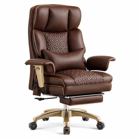Bureau, pivotant, sur roulettes, en cuir, coloris marron, pour l’espace de travail